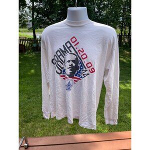 Obama 01.20.09 Inauguration Long Sleeve T-Shirt Bayside Heavyweight USA XL White